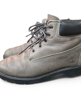 Timberland Leather Ankle Boots Size 5M Gray Lace-Up Lug Sole Vintage 5256  Read